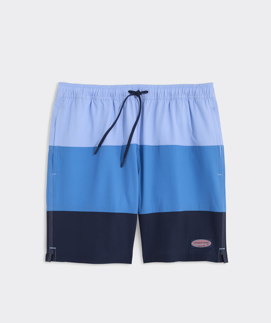 7 Inch Colorblock Piped Chappy Swim Trunks