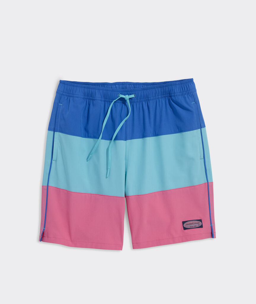7 Inch Colorblock Piped Chappy Swim Trunks