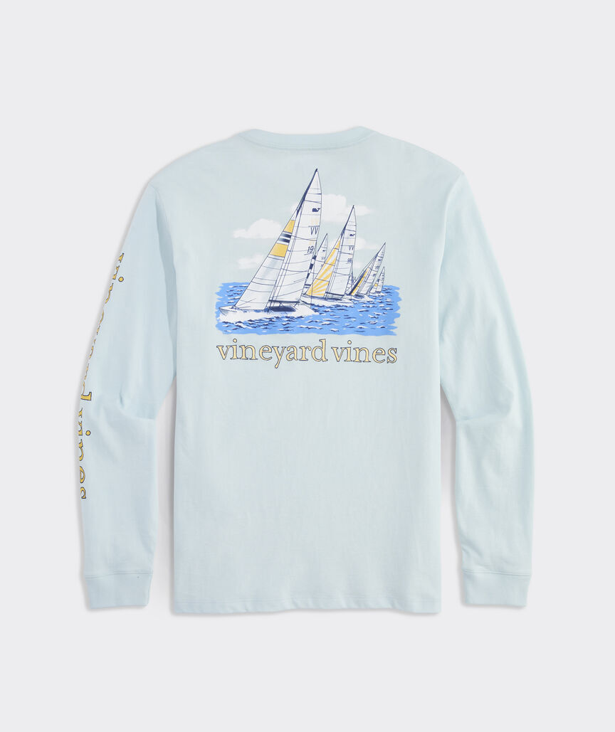 Painted Sailboat Race Scene Long-Sleeve Tee