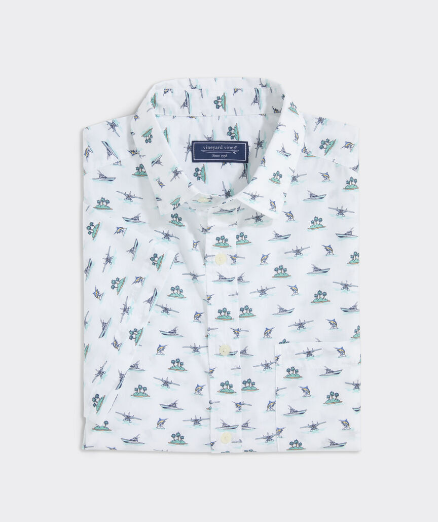 Island Hopping Cotton Madras Short-Sleeve Shirt