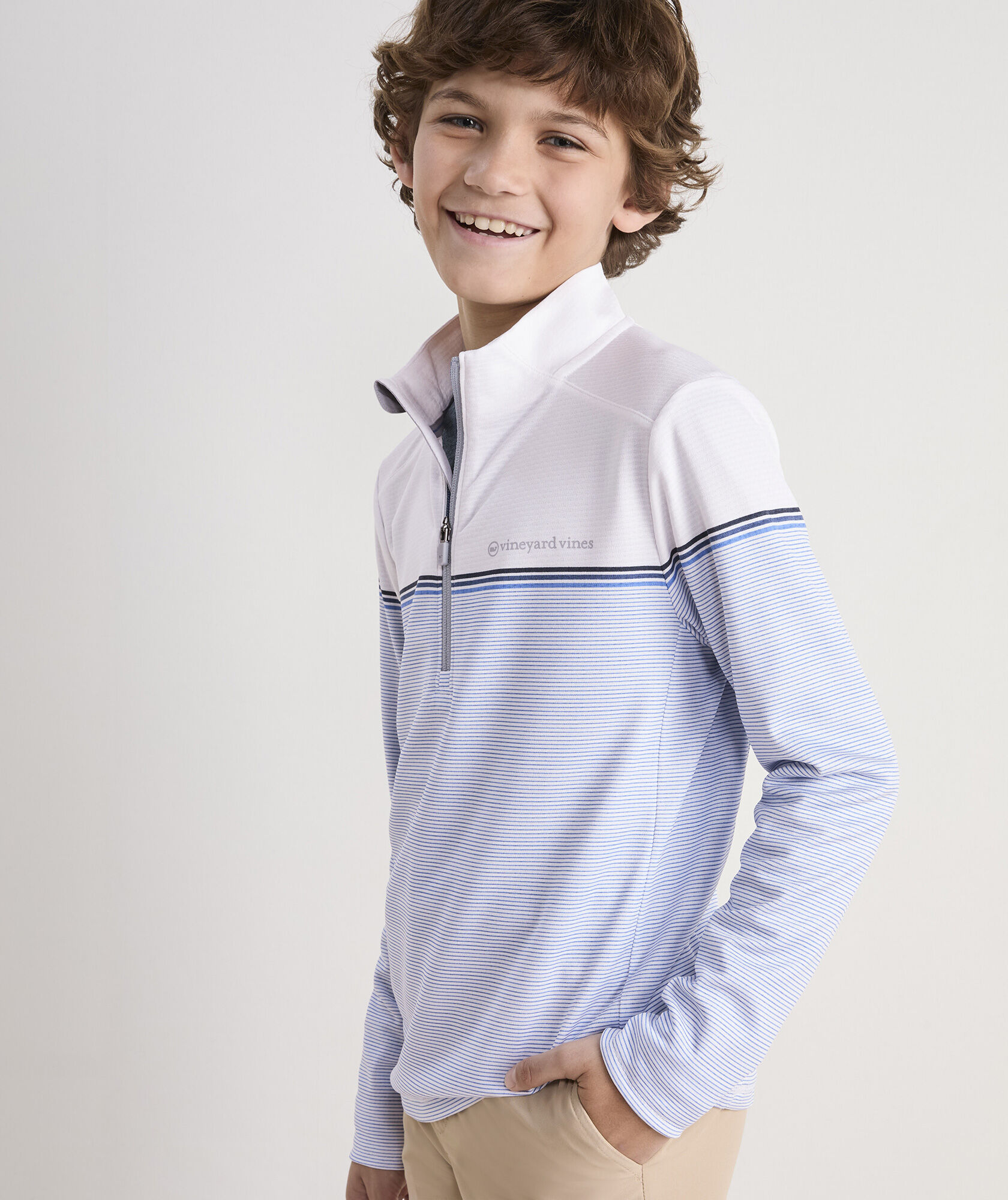 Boys' Striped Sankaty Quarter-Zip