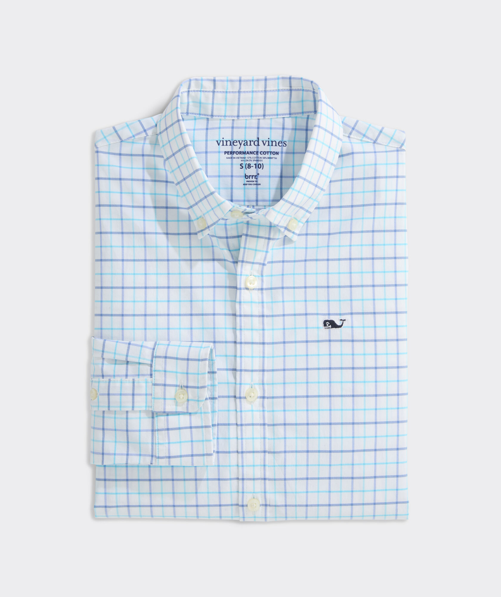 Boys' Moorings Tattersall Performance Cotton Shirt