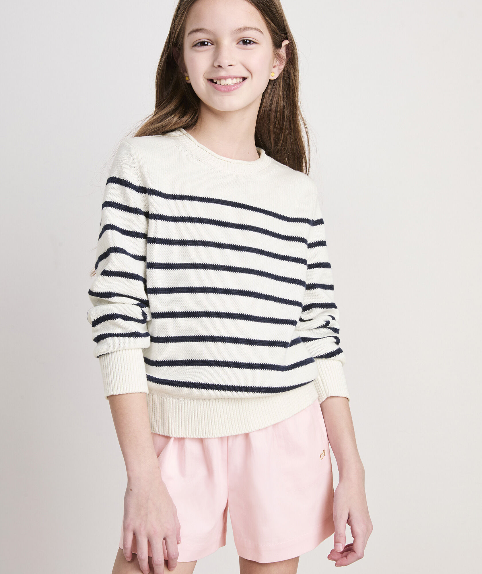 Girls' Breton Stripe Rollneck Sweater