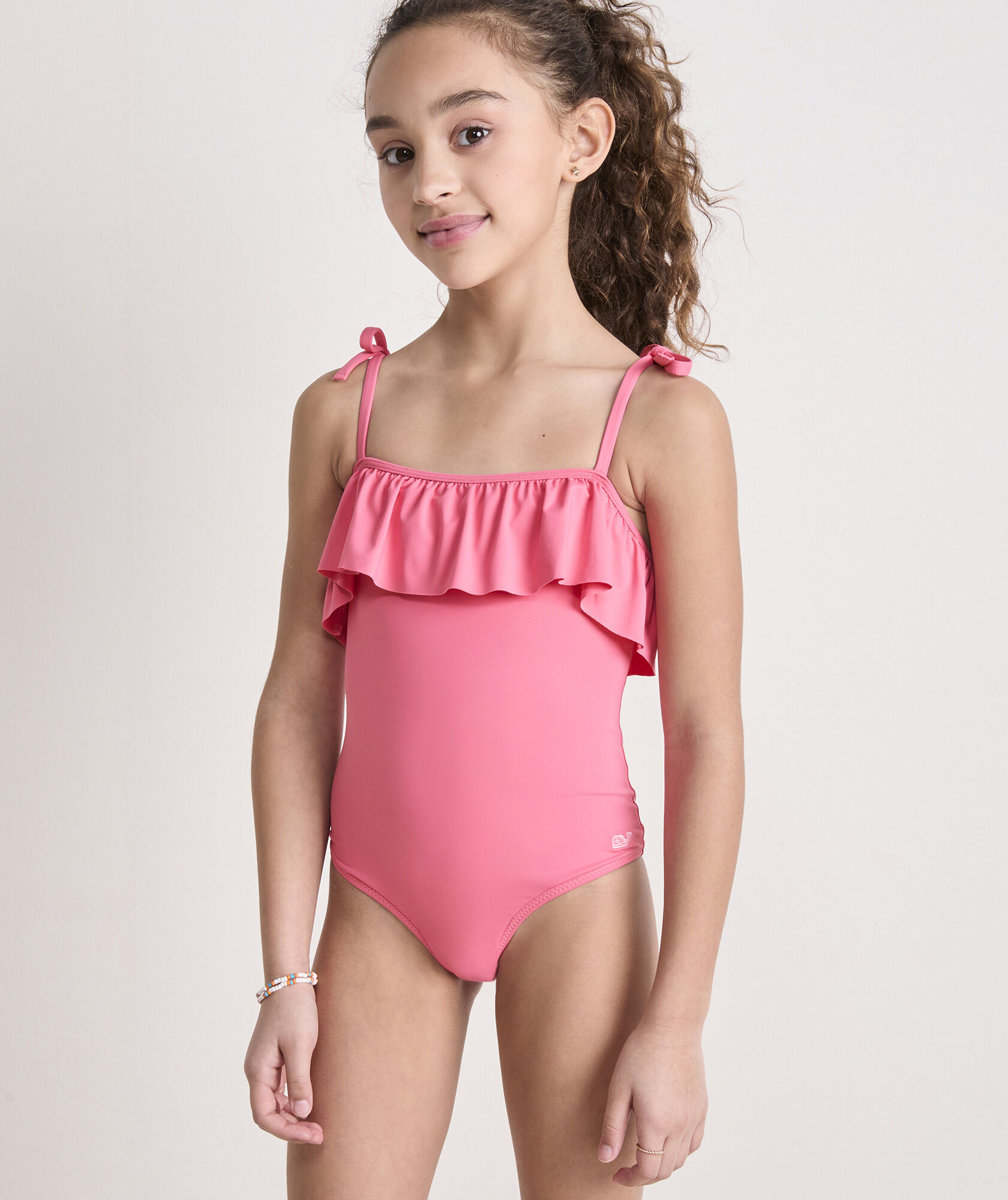 Girls' Ruffle High Neck One-Piece